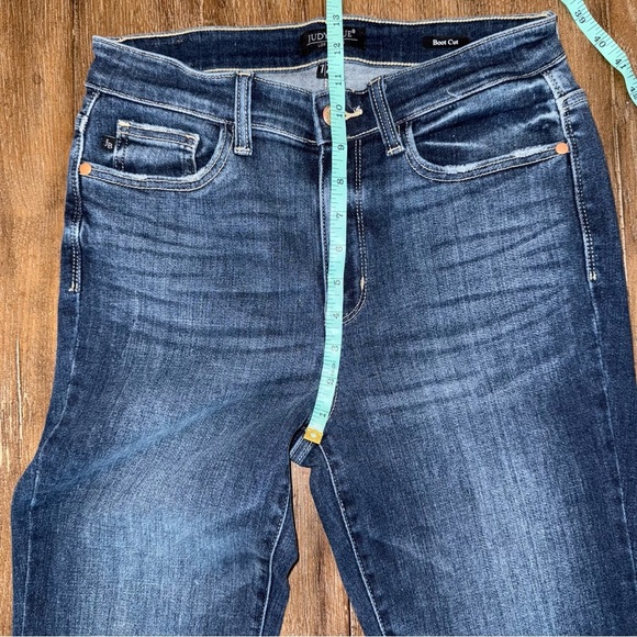 Judy Blue Bootcut Jeans 7 28 Long High Rise Western Cowgirl Dark Blue Wash - Picture 9 of 14